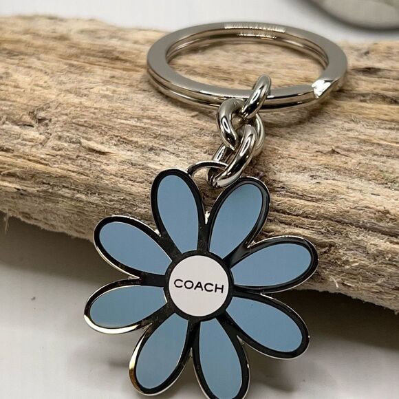 Silver Blue Daisy Coach  Purse Cham Key Chain - Picture 4 of 4
